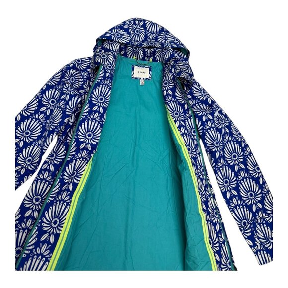 HATLEY Floral Blue Designer Hooded Casual Jacket Coat Womens 12 - Picture 2 of 7